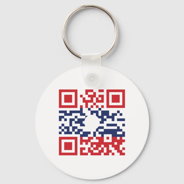 I Love Laos (Khoy Huk Lao) Flag QR Code | Lao Geek Key Ring (Front)