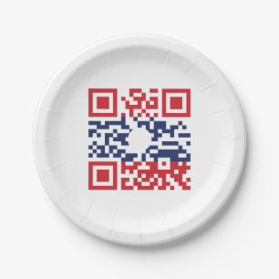 I Love Laos (Khoy Huk Lao) Flag QR Code   Lao Geek Paper Plate