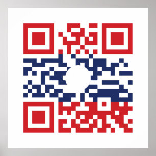 I Love Laos (Khoy Huk Lao) Flag QR Code Lao Geek Poster
