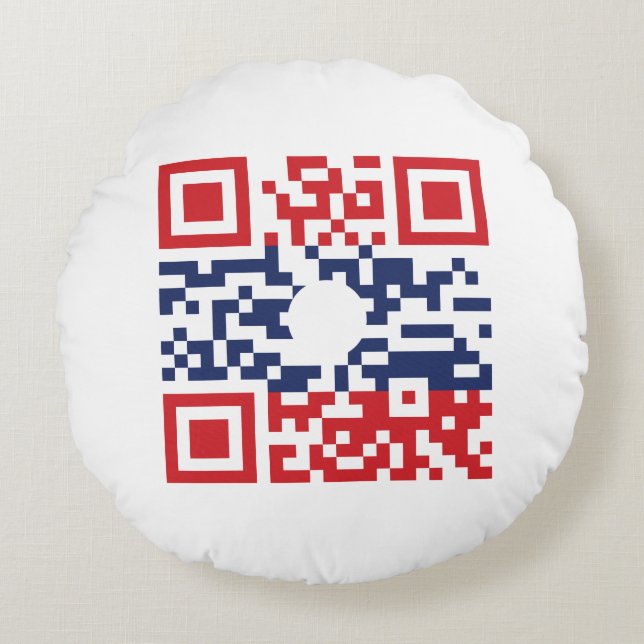 I Love Laos (Khoy Huk Lao) Flag QR Code | Lao Geek Round Cushion (Front)