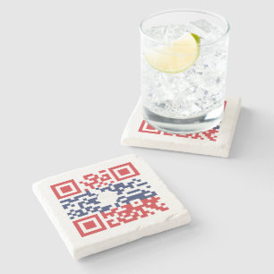 I Love Laos (Khoy Huk Lao) Flag QR Code   Lao Geek Stone Coaster