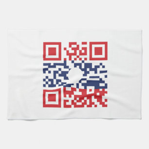 I Love Laos (Khoy Huk Lao) Flag QR Code Lao Geek Tea Towel