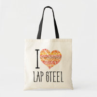 I Love Lap Steel Orange Mandala Heart