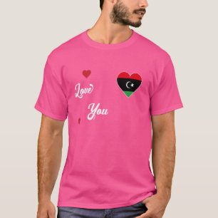 I Love Libya With Libyan Flag In a Heart Algerian  T-Shirt