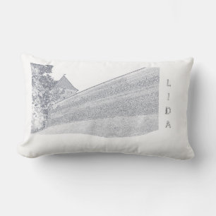 I Love Lida Belarus Architecture Castle Sketch Lumbar Cushion