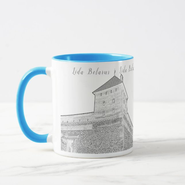I Love Lida Belarus Architecture Castle Sketch Mug (Left)