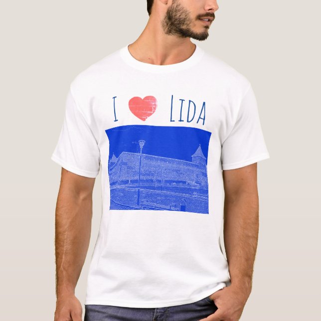 I Love Lida Belarus Architecture Castle Sketch T-Shirt (Front)