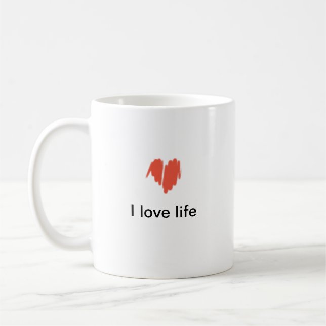 I love life Red Graffiti Sprayed Heart Image Coffee Mug (Left)