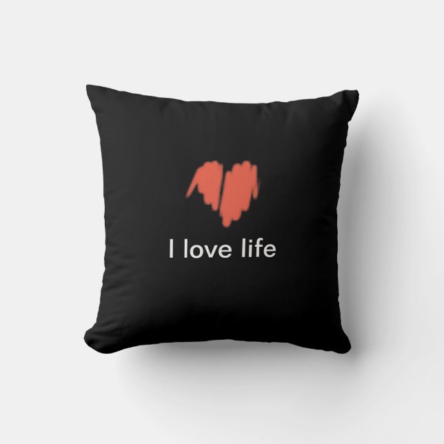 I love life Red Graffiti Sprayed Heart Image Cushion (Front)