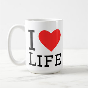 I love life square sticker coffee mug