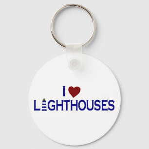 I Love Lighthouses Key Ring
