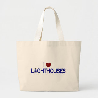 I Love Lighthouses Large Tote Bag