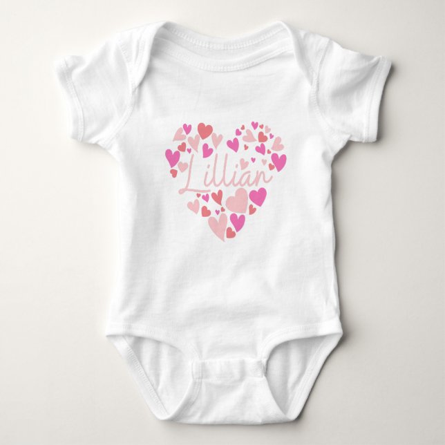 I love Lillian hearts in pink Baby Bodysuit (Front)