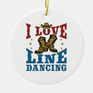 I Love Line Dancing Ceramic Tree Decoration