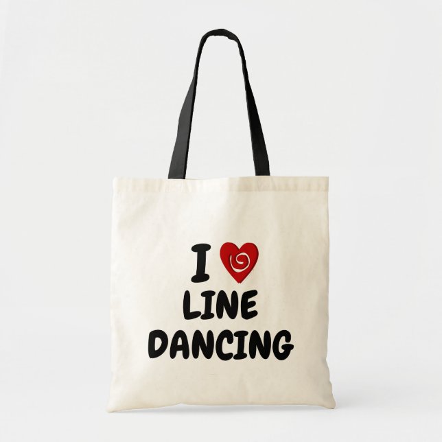 I Love Line Dancing I Heart w/ Swirl Line Dance Tote Bag (Front)