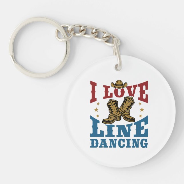 I Love Line Dancing Key Ring (Front)