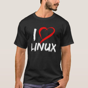 I Love Linux with Heart Penguin Tux Open Source Os T-Shirt