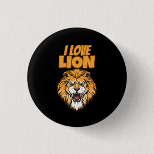 I Love Lion – Animal Lover Design for Wildlife Fan 3 Cm Round Badge