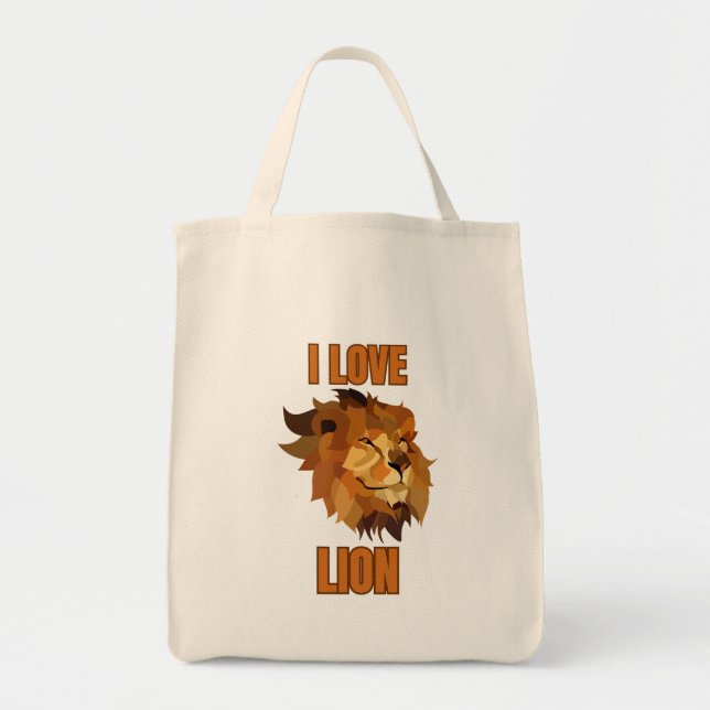 I Love Lion for Animal Lover and Wildlife Fan Tote Bag (Front)