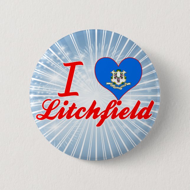 I Love Litchfield, Connecticut 6 Cm Round Badge (Front)