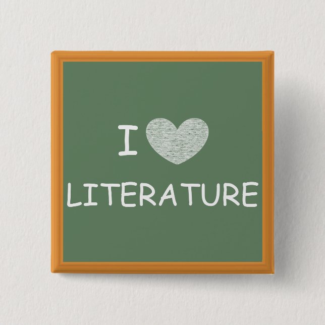 I Love Literature 15 Cm Square Badge (Front)