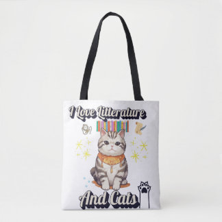 I Love Literature and Cats" Togs Design  Tote Bag