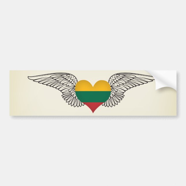 I Love Lithuania -wings Bumper Sticker (Front)