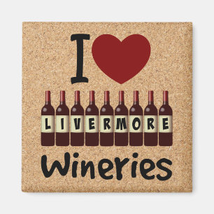 I Love Livermore Wineries Heart and Wine Bottles Magnet