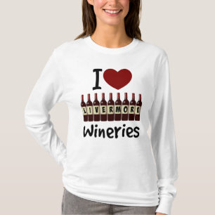 I Love Livermore Wineries Heart and Wine Bottles T-Shirt