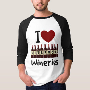 I Love Livermore Wineries Heart and Wine Bottles T-Shirt