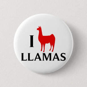 I Love Llamas 6 Cm Round Badge