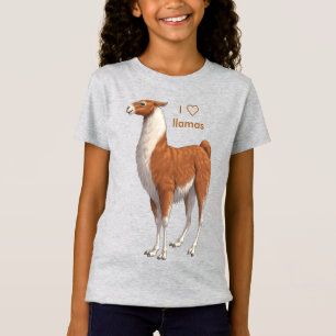 I Love Llamas Brown & White Llama T-Shirt