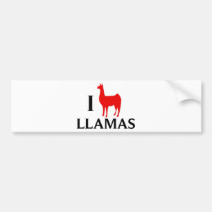 I Love Llamas Bumper Sticker