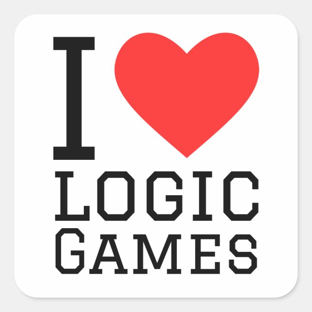 I love logic games square sticker (Front)