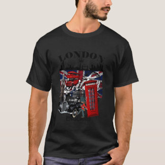 I Love London UK Flag with London Skyline Graphic  T-Shirt