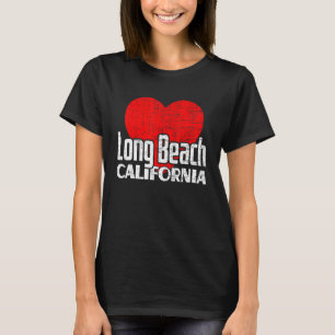 I Love Long Beach California Retro Big Heart Vacat T-Shirt