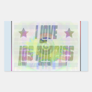 I LOVE Los Angeles Beautiful Pastel Lapel Pin Rectangular Sticker