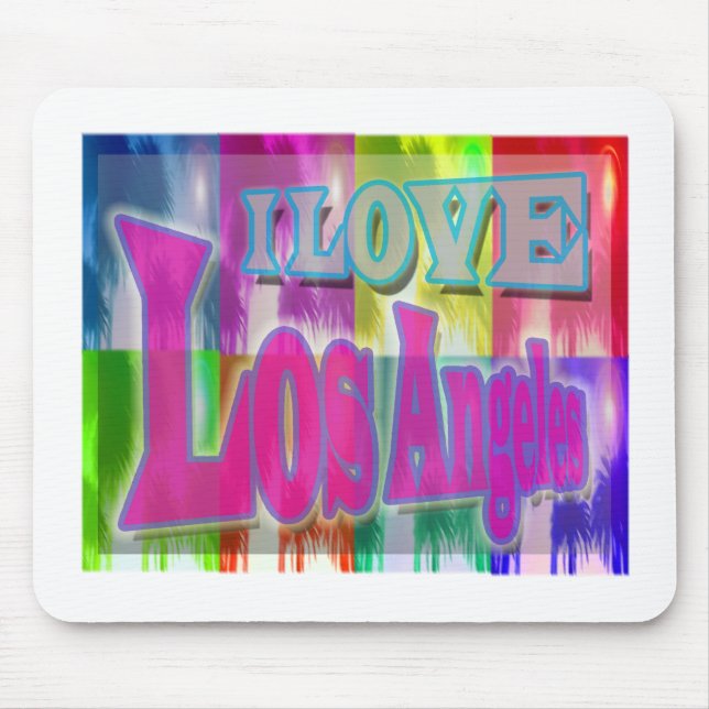 "I LOVE Los Angeles" Colourful Palms Mousepad (Front)