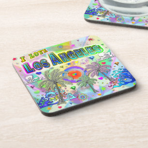 I LOVE Los Angeles Deep Dream Coaster