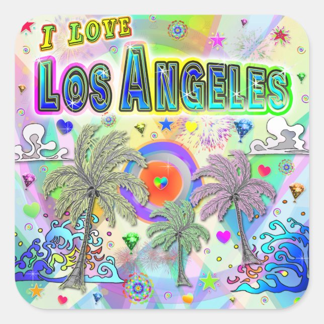 I LOVE Los Angeles Deep Dream Sticker (Front)