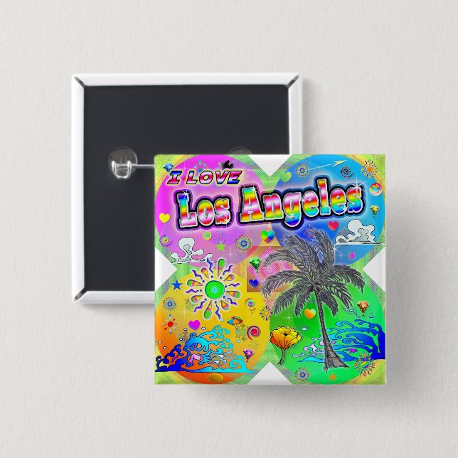 I LOVE Los Angeles Quadro Seasons Button (Front & Back)