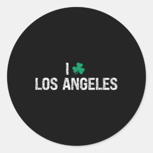 I Love Los Angeles Shamrock Clover St. Patrick's D Classic Round Sticker