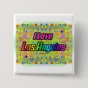 I Love Los Angeles Smile Bright button