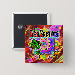 I LOVE Los Angeles Tropical Friends Button