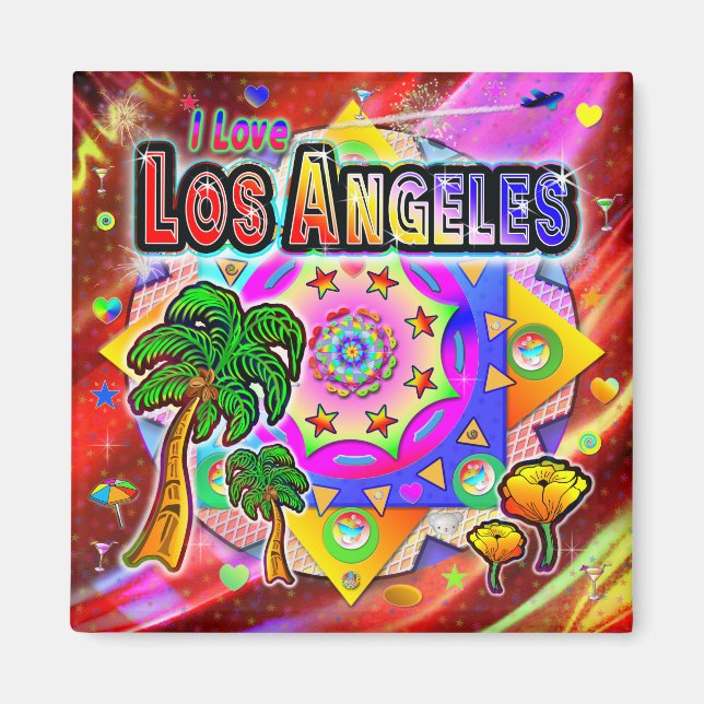 I LOVE Los Angeles Tropical Friends Magnet (Front)