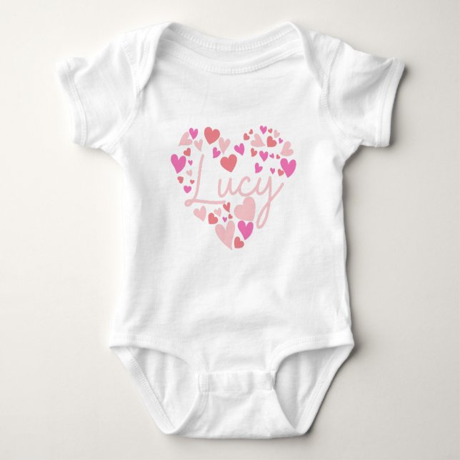 I love Lucy hearts in pink Baby Bodysuit (Front)