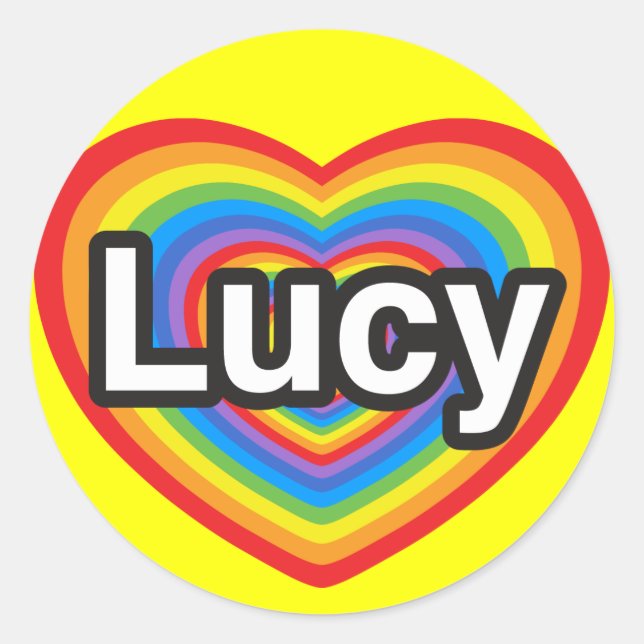 I love Lucy. I love you Lucy. Heart Classic Round Sticker (Front)
