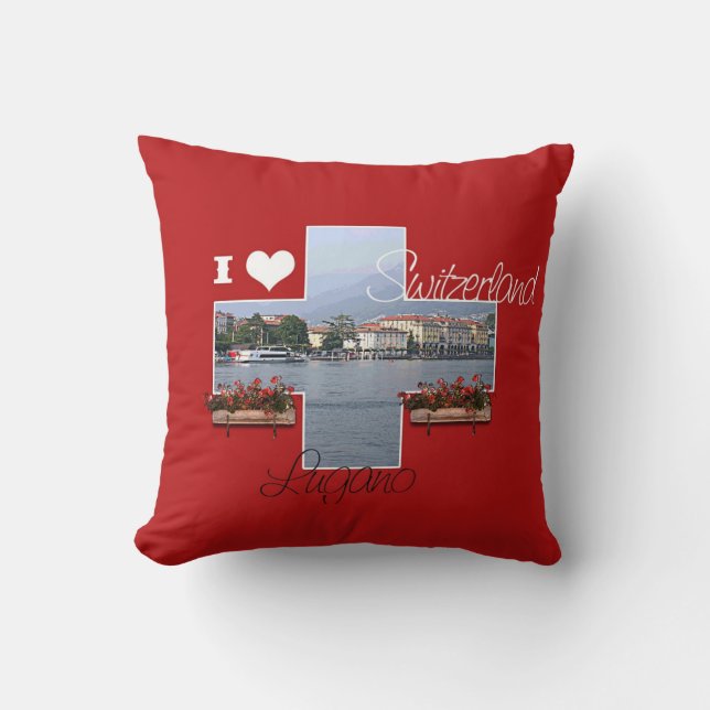I love Lugano, Switzerland - Pillow (Front)