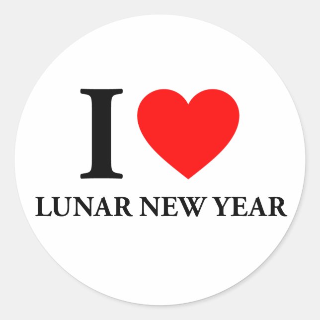 I Love Lunar New Year Classic Round Sticker (Front)