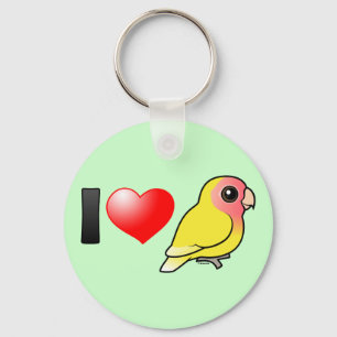I Love Lutino Peach-faced Lovebirds Key Ring